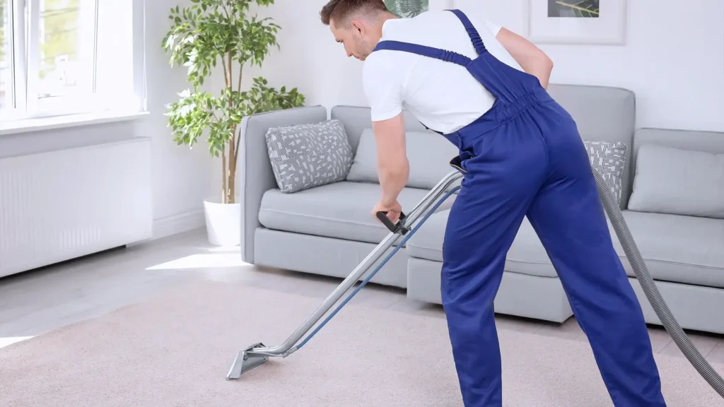 Steam cleaning industrial floor.